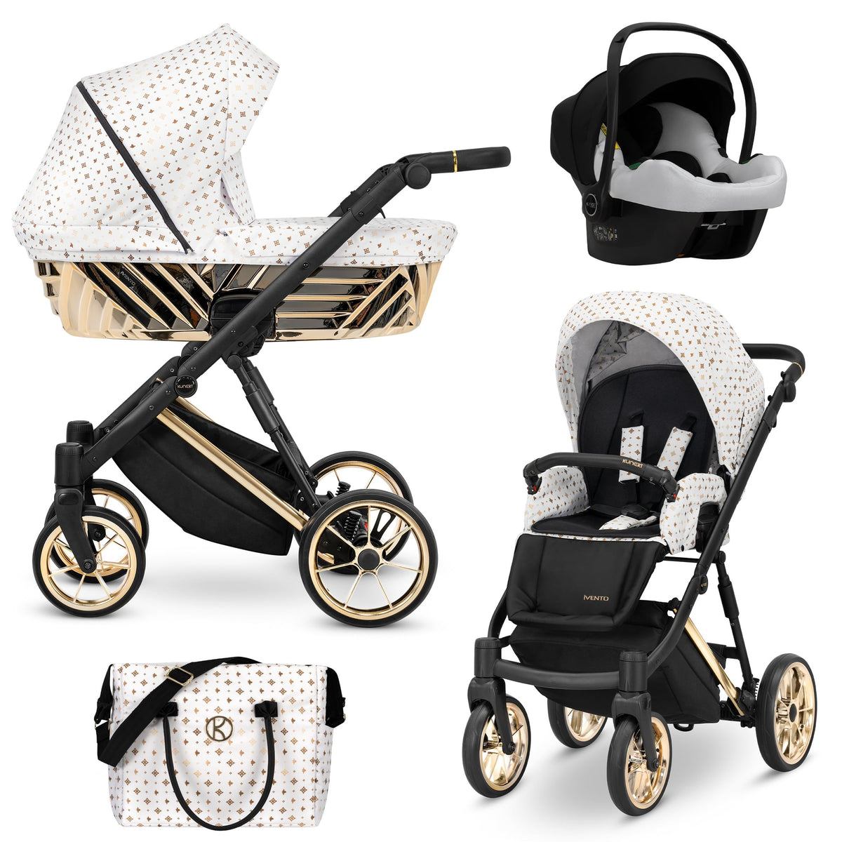 Wózek dziecięcy Kunert Ivento Glam Premium 3w1 - kolor: White Style