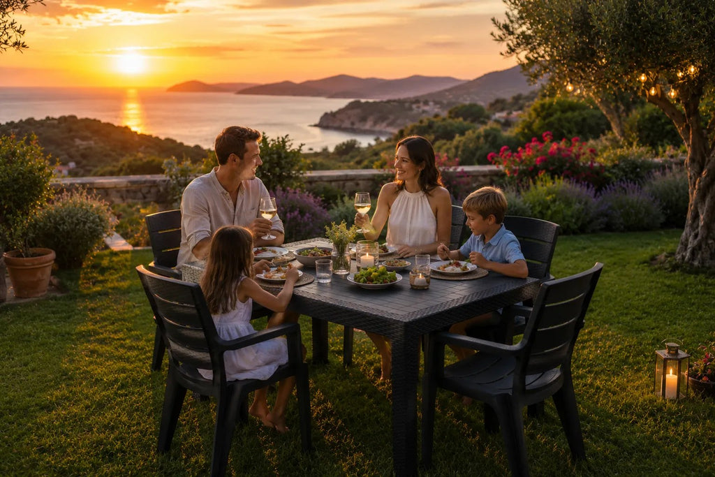 Kunert Garden furniture set Adler: table 140x80 cm + 6 chairs, rattan look – graphite - photo 3