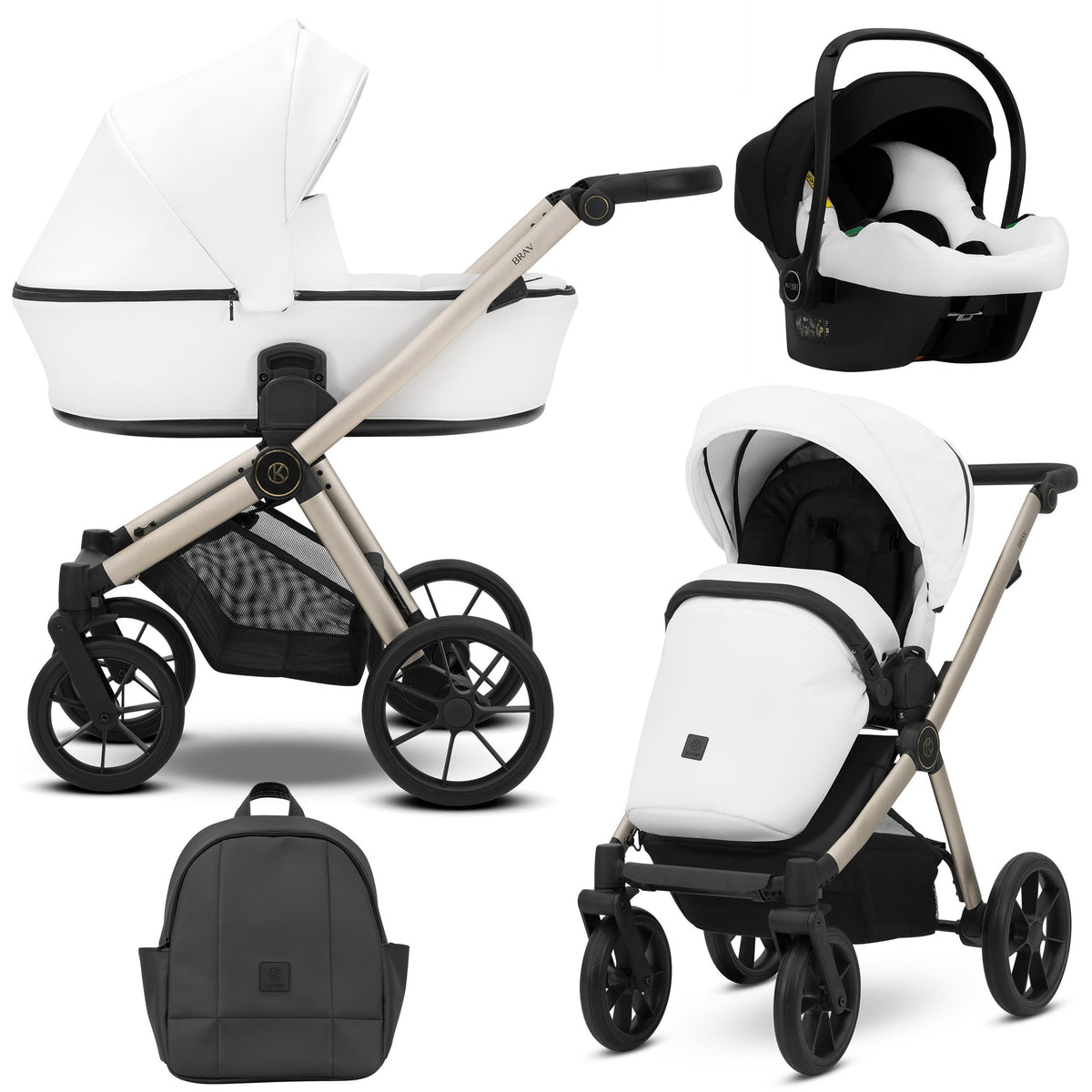 Kunert Brav 3-in-1 Stroller – White Eco – image 1