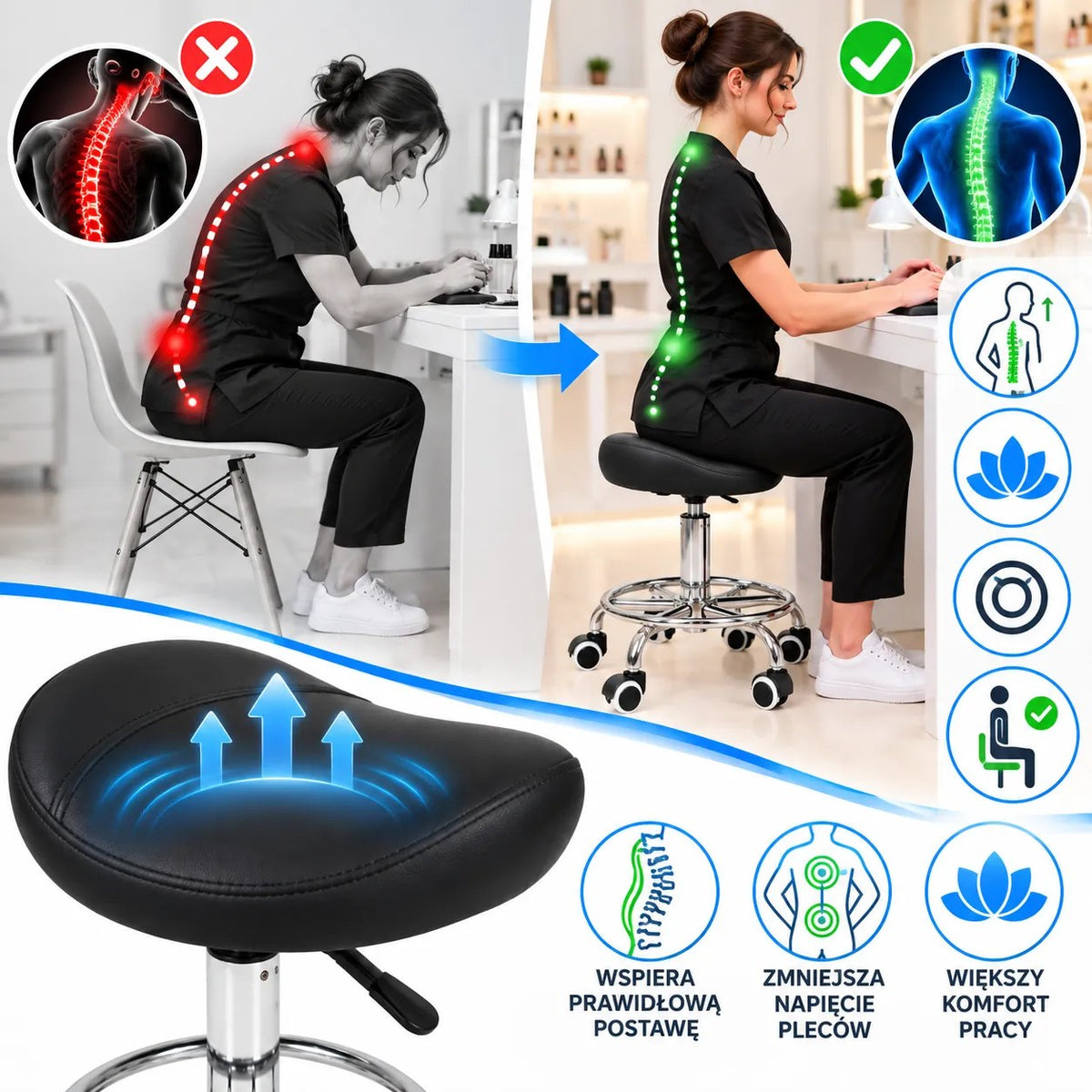 Kunert Beauty stool Velutto, swivel on castors - photo 6