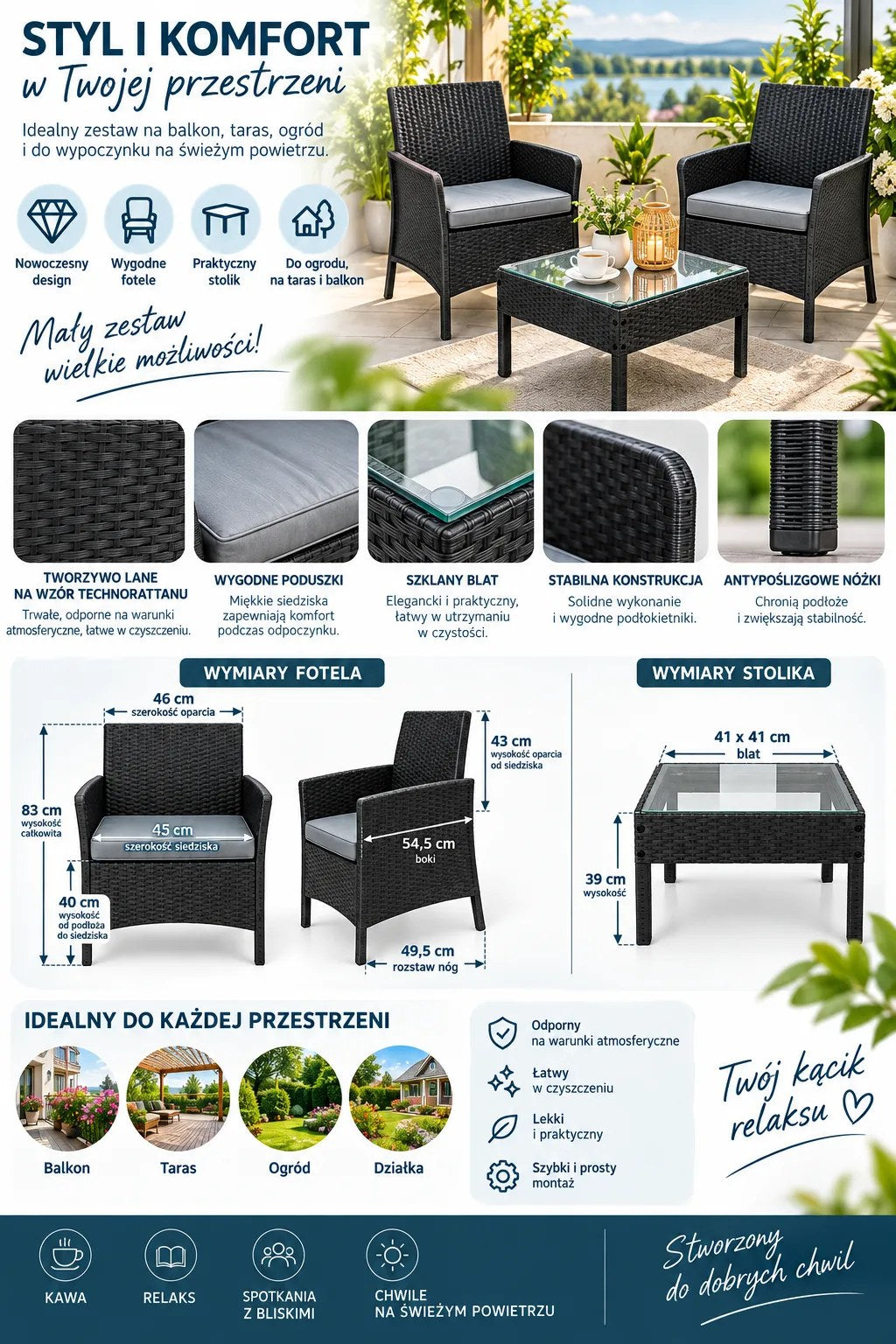Kunert Garden seating set Bari: 2 armchairs + glass table - photo 7