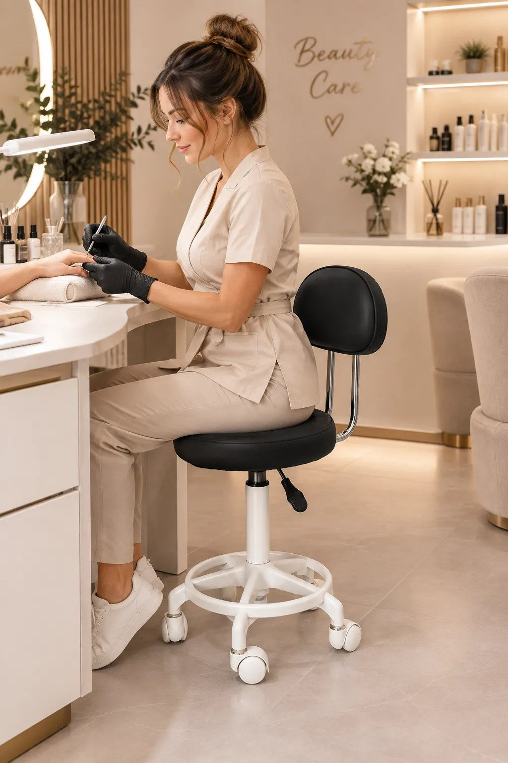 Kunert Beauty stool Bella with backrest, swivel – black - photo 7