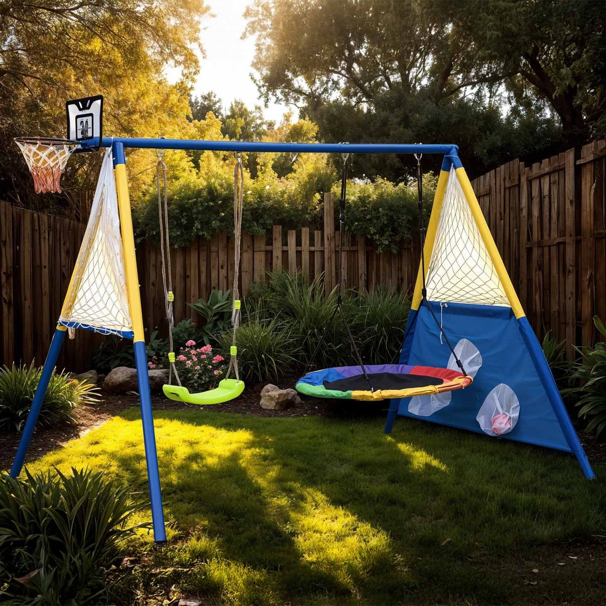 Jumi 4-in-1 Kids' Swing – Nest Swing with Basketball Hoop - photo 4