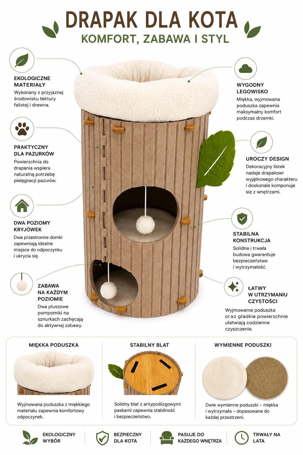 Kunert Cat tree LunaTower with cat caves - photo 4