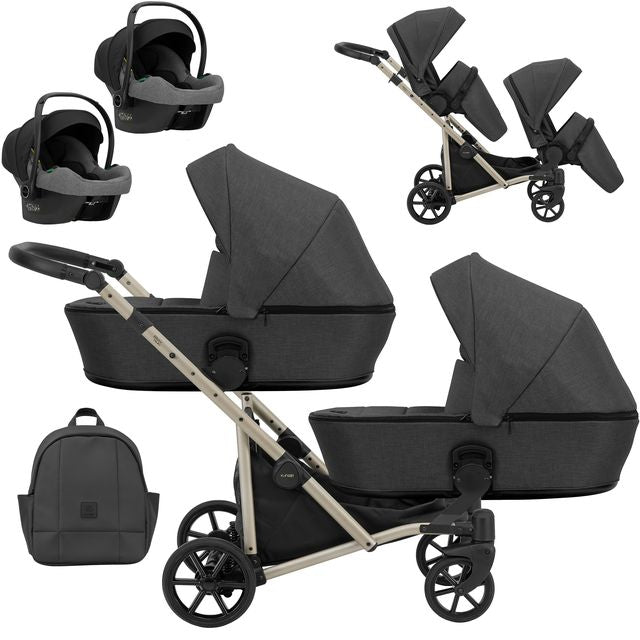 Kunert Brav Duo 3-in-1 Twin Stroller – Graphite – image 1
