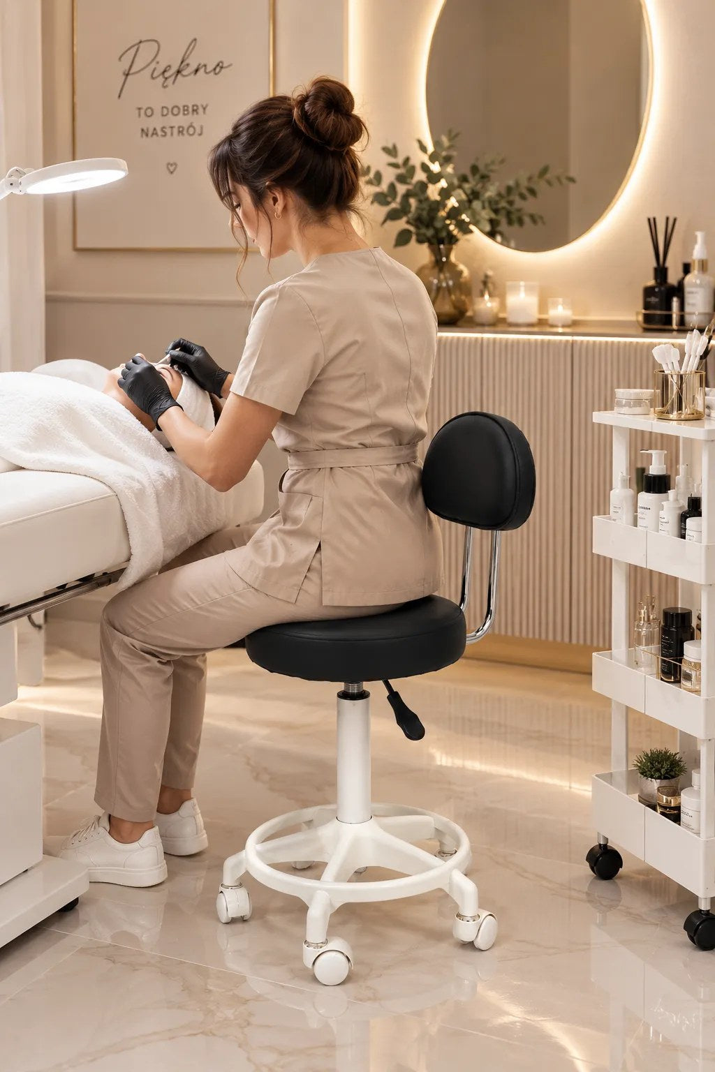 Kunert Beauty stool Bella with backrest, swivel – black - photo 6