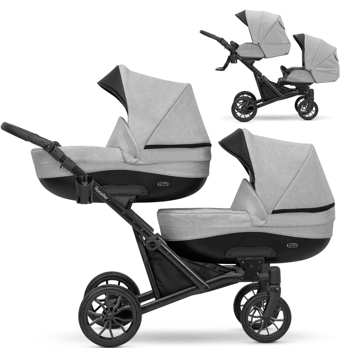 Kunert Booster 2-in-1 Twin Stroller – Grey – image 1