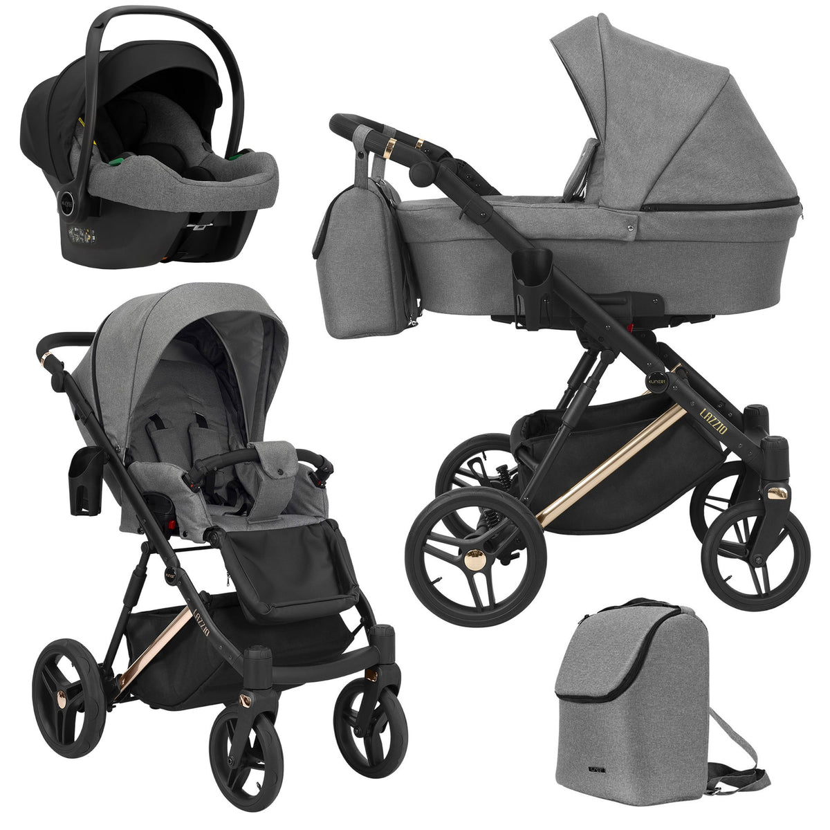 Kunert Lazzio Premium 3-in-1 Stroller – Grey – image 1