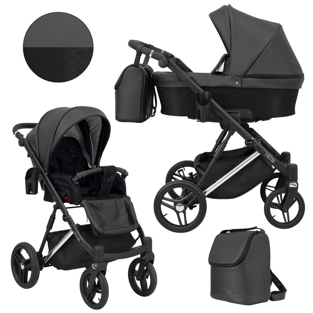 Wózek dziecięcy Kunert Lazzio Premium 2w1 - Srebrna rama - kolor: Czarny Eco