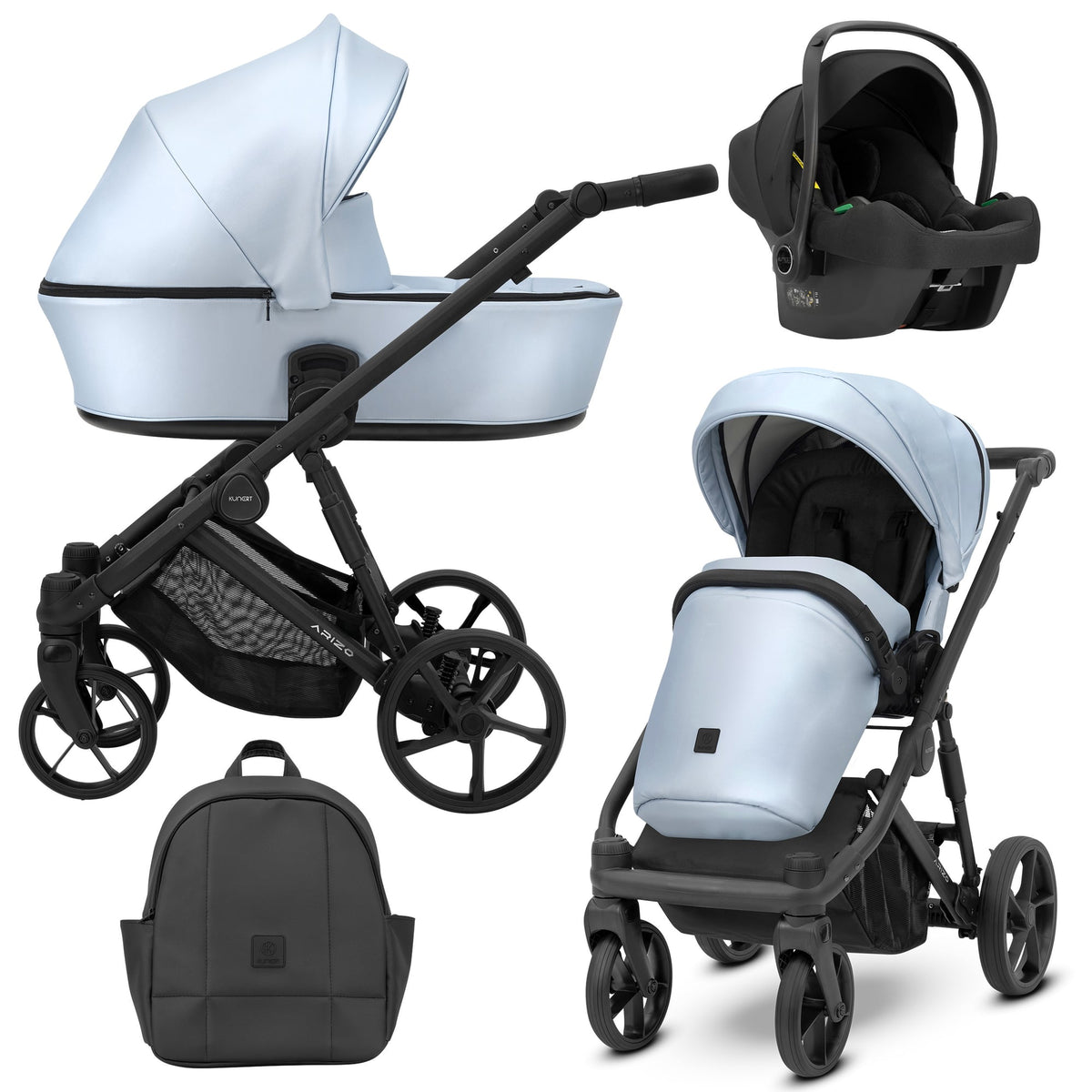 Kunert Arizo 3-in-1 Stroller – Baby Blue Eco – image 1