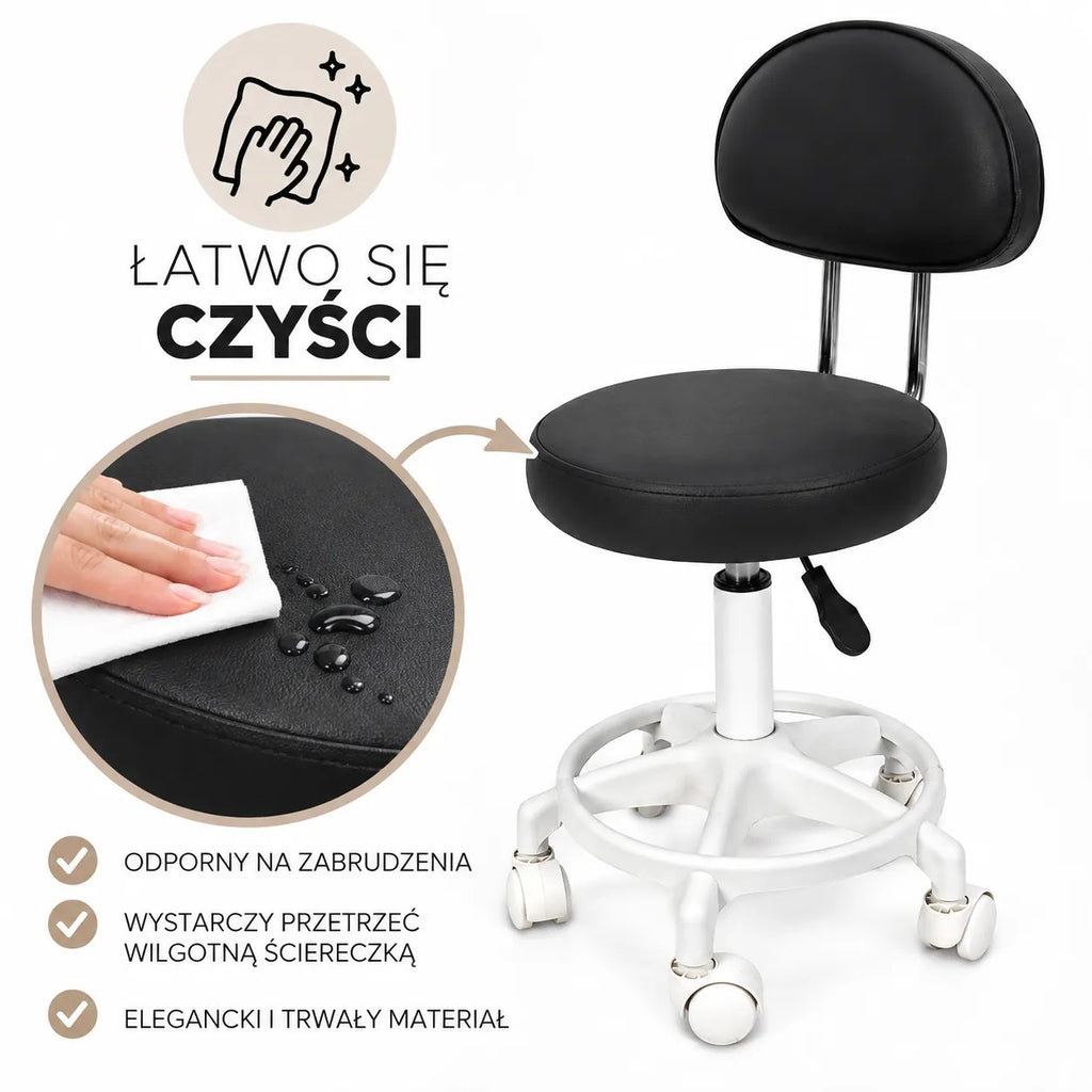 Kunert Beauty stool Bella with backrest, swivel – black - photo 8