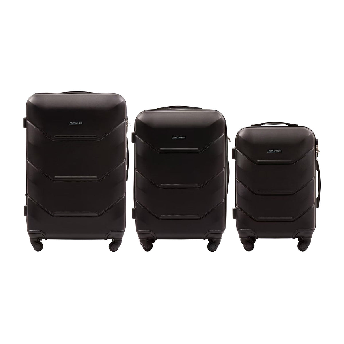 Wings Peacock 3-Piece Hard Shell Suitcase Set – Black