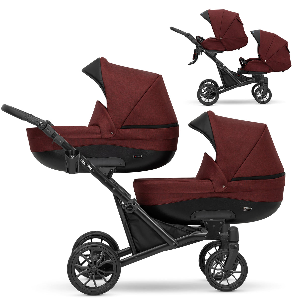 Kunert Booster 2-in-1 Twin Stroller – Burgundy – image 1