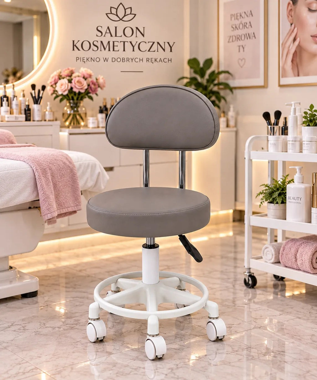 Kunert Beauty stool Bella with backrest, swivel – grey - photo 8