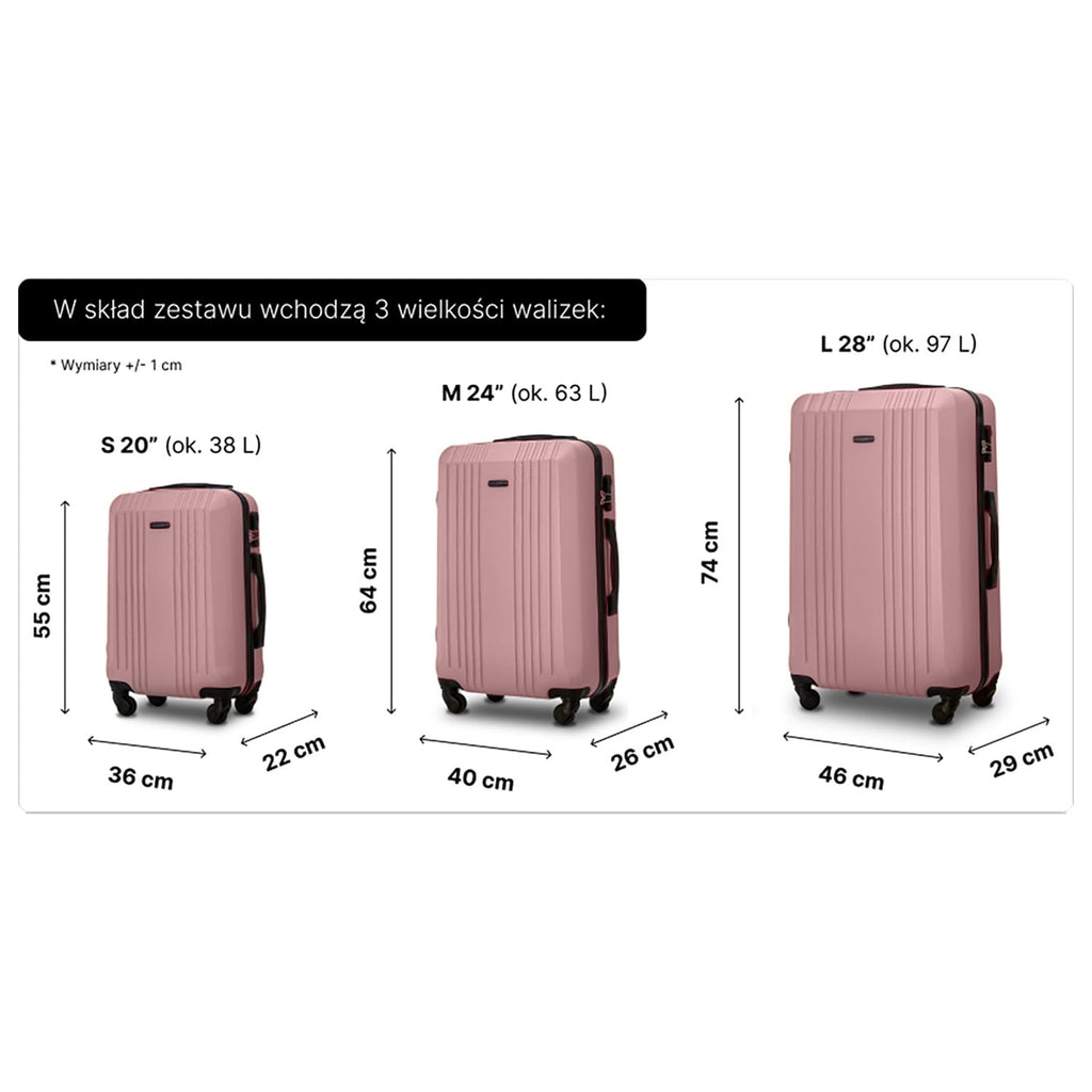 Wings Kestrel 3-Piece Hard Shell Suitcase Set – Rose Gold - photo 5