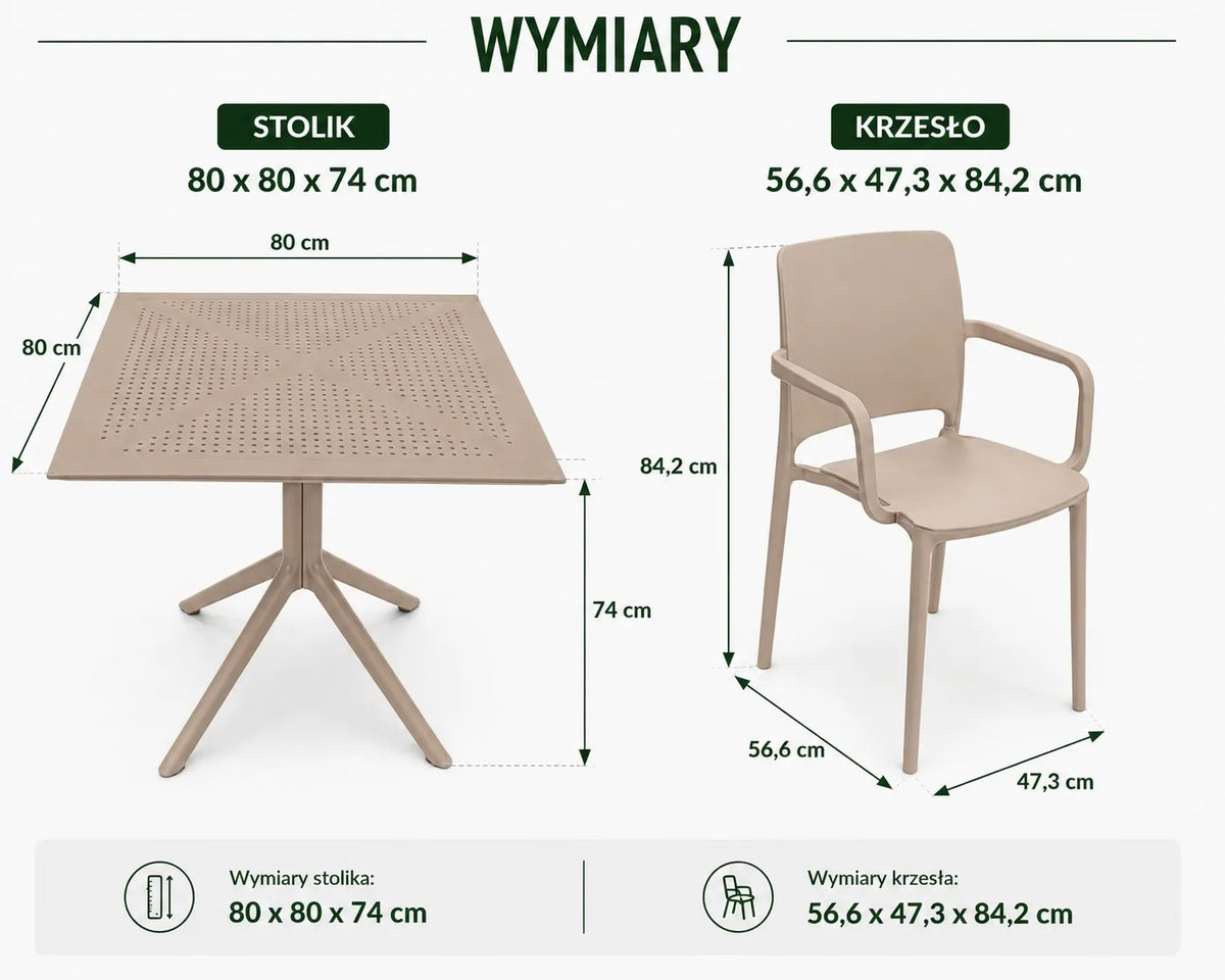 Kunert Garden furniture set MIAMI: table 80x80 + 4 chairs – cappuccino - photo 6