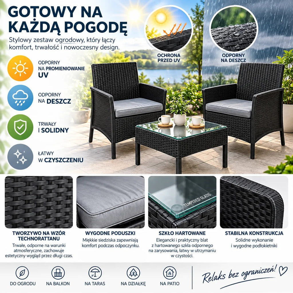 Kunert Garden seating set Bari: 2 armchairs + glass table - photo 10