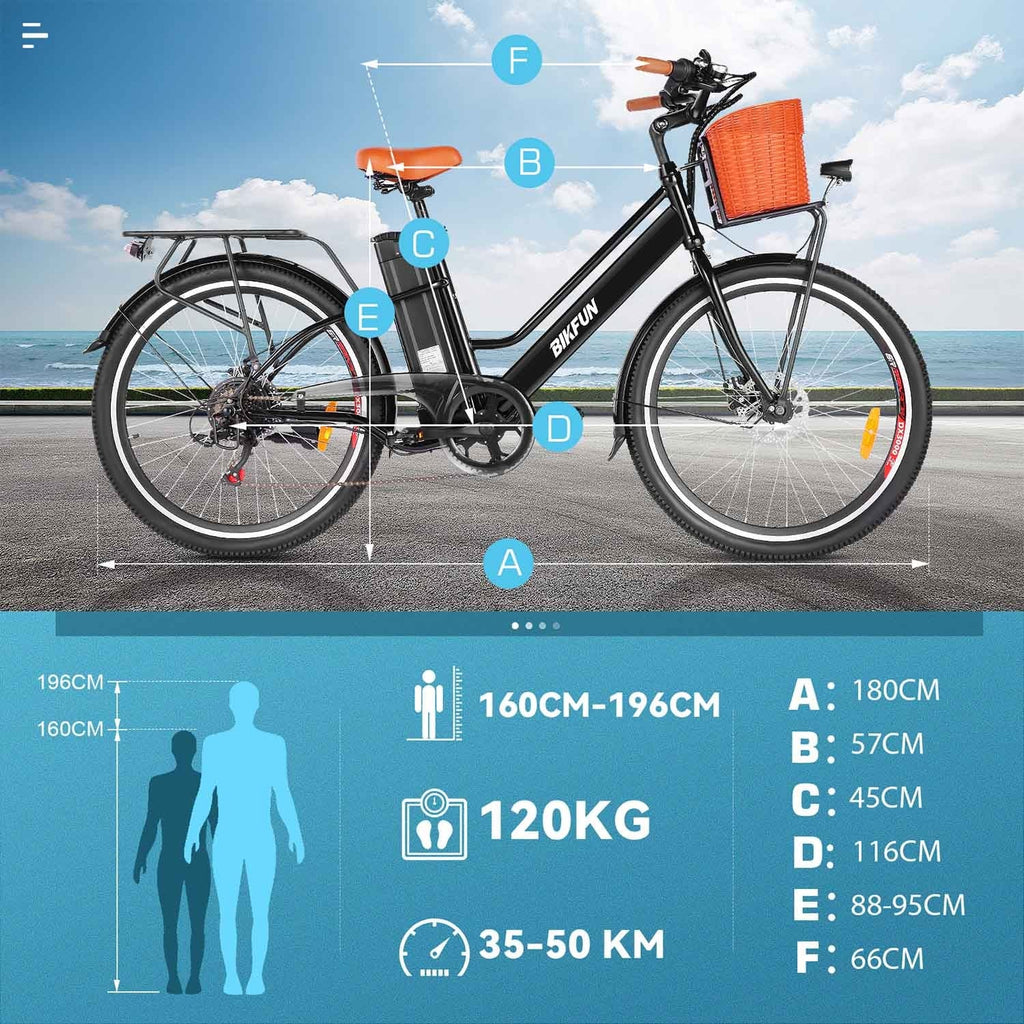 Bikfun AMAK00052 Women's Electric Bike 26" – Black - photo 10