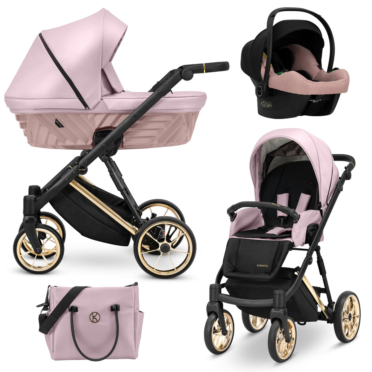 Kunert Ivento Premium 3-in-1 Stroller – Eco Pink Metalic – image 1
