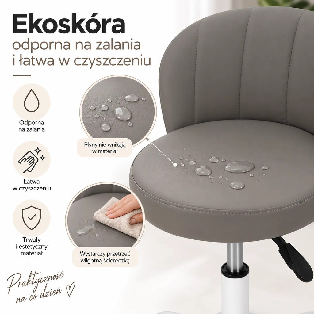Kunert Beauty stool Aurea with backrest, height-adjustable – grey - photo 7