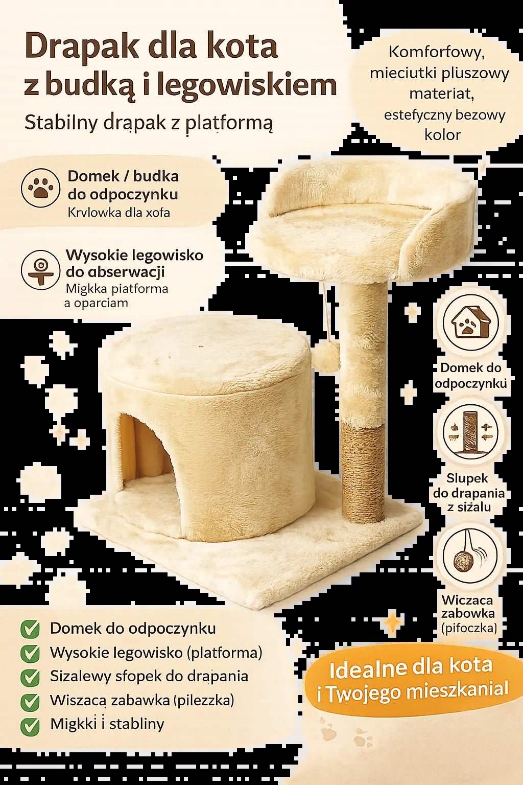 Kunert Cat tree Puffi with cave and bed - photo 2