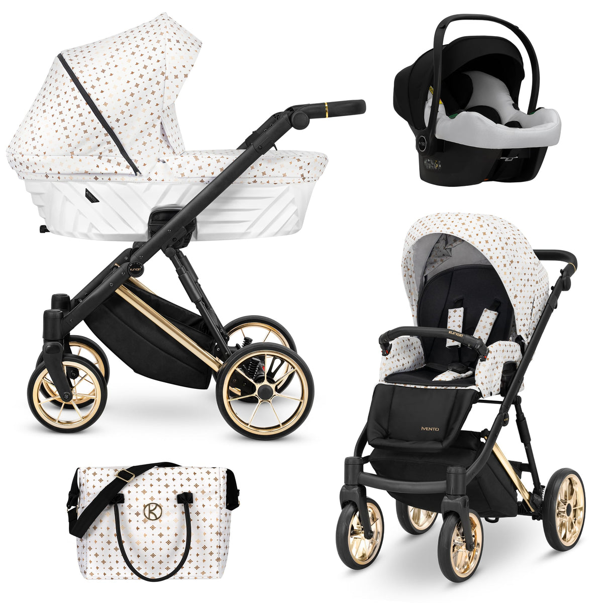 Kunert Ivento Premium 3-in-1 Stroller – White Style – image 1