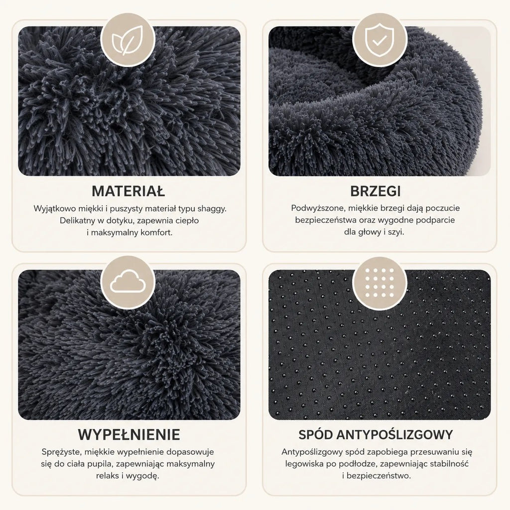 Kunert Round fluffy dog & cat bed MILO 80 cm – grey - photo 4