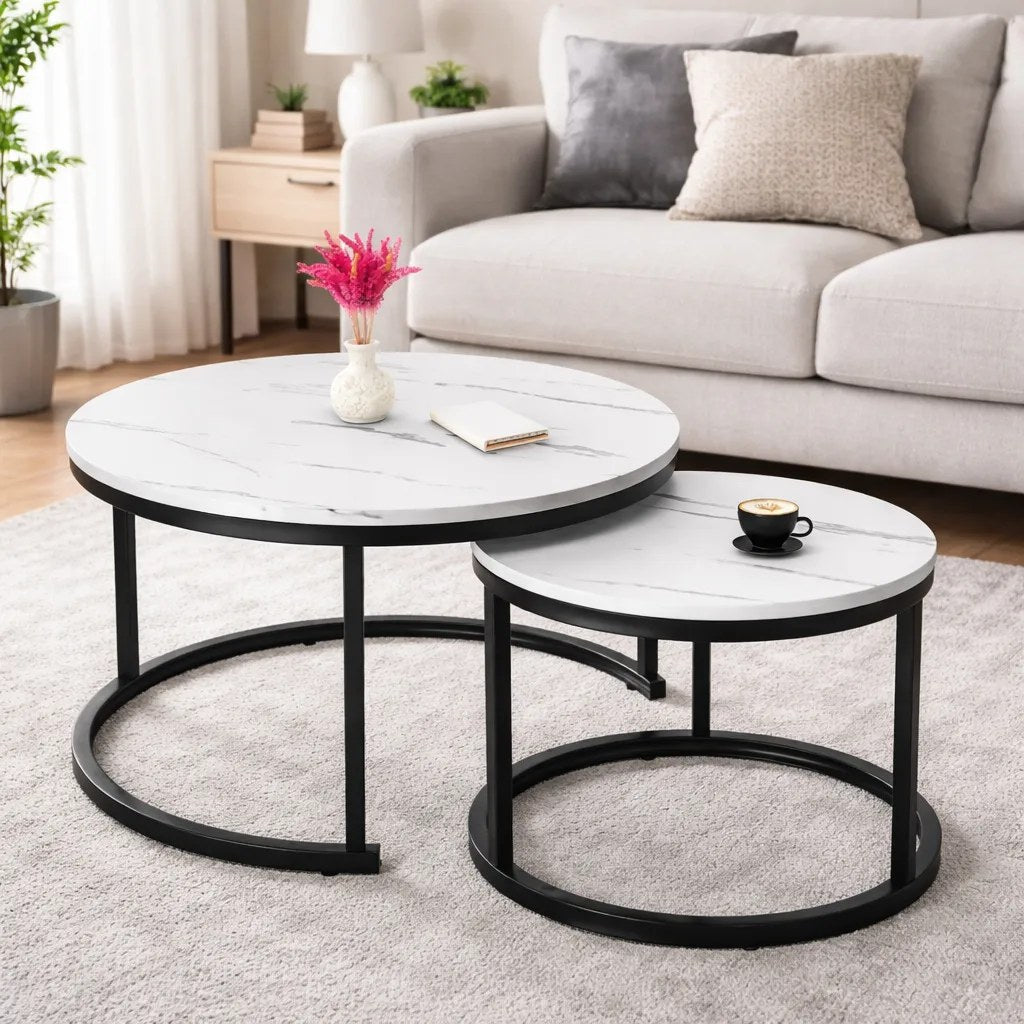 Kunert Coffee table set Alpine, 2 nesting tables, marble look - photo 2