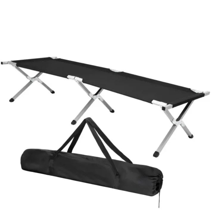 Kunert Folding camp bed Iron with carry bag, up to 120 kg – black