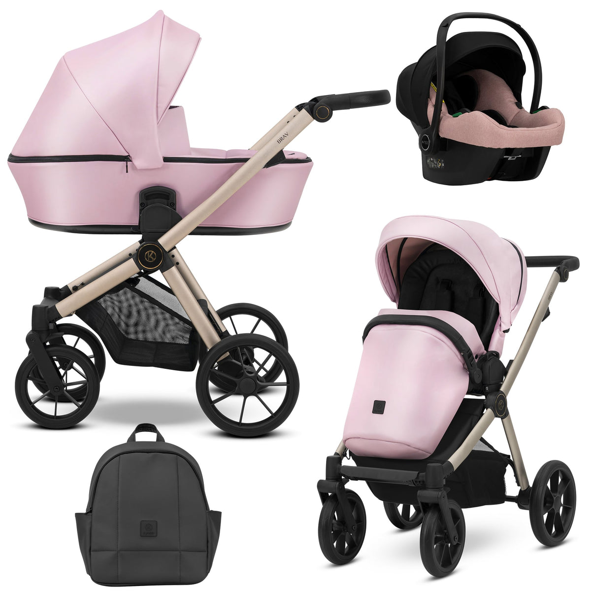 Kunert Brav 3-in-1 Stroller – Baby Pink Eco – image 1