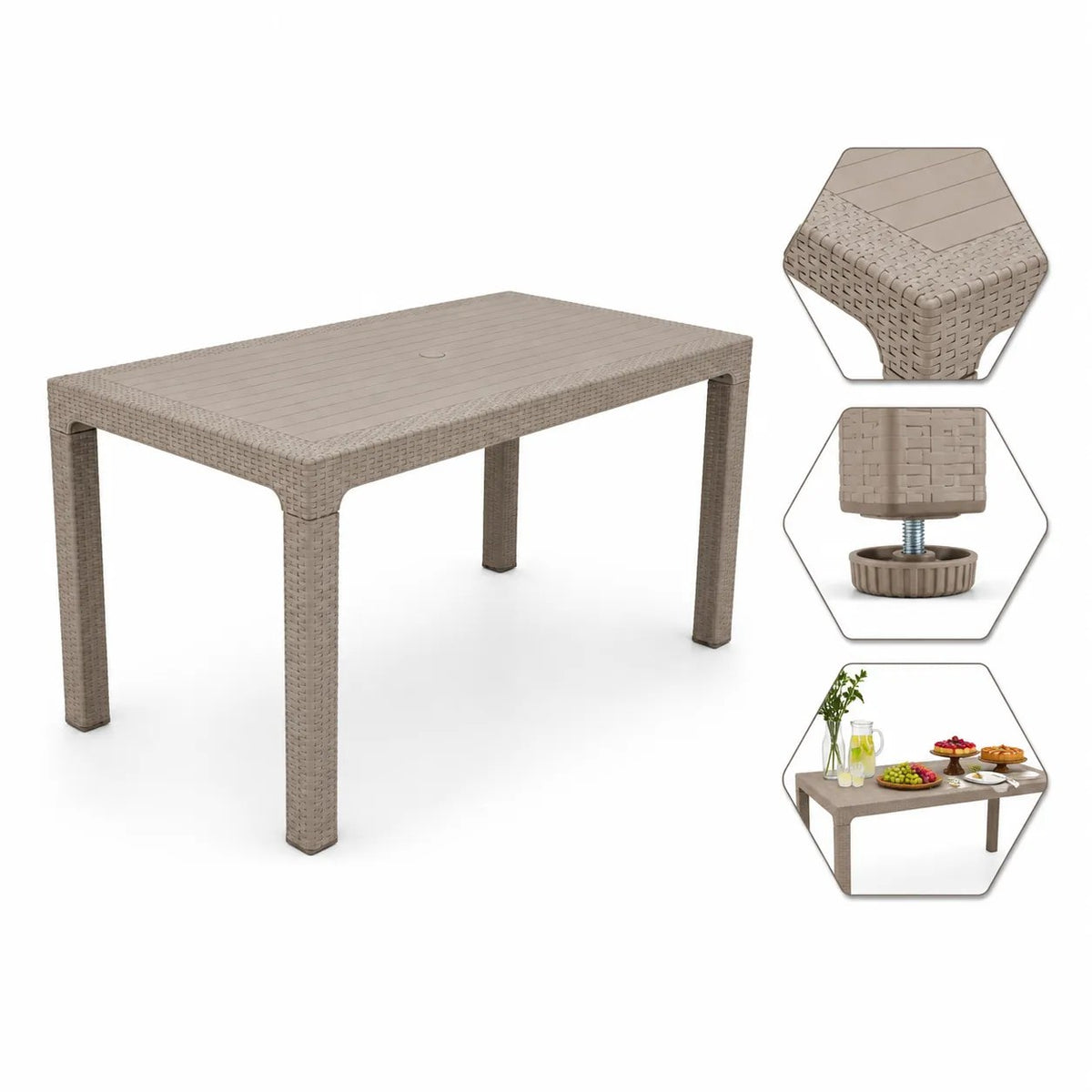 Kunert Garden table Adler 140x80 cm, rattan look – cappuccino - photo 6