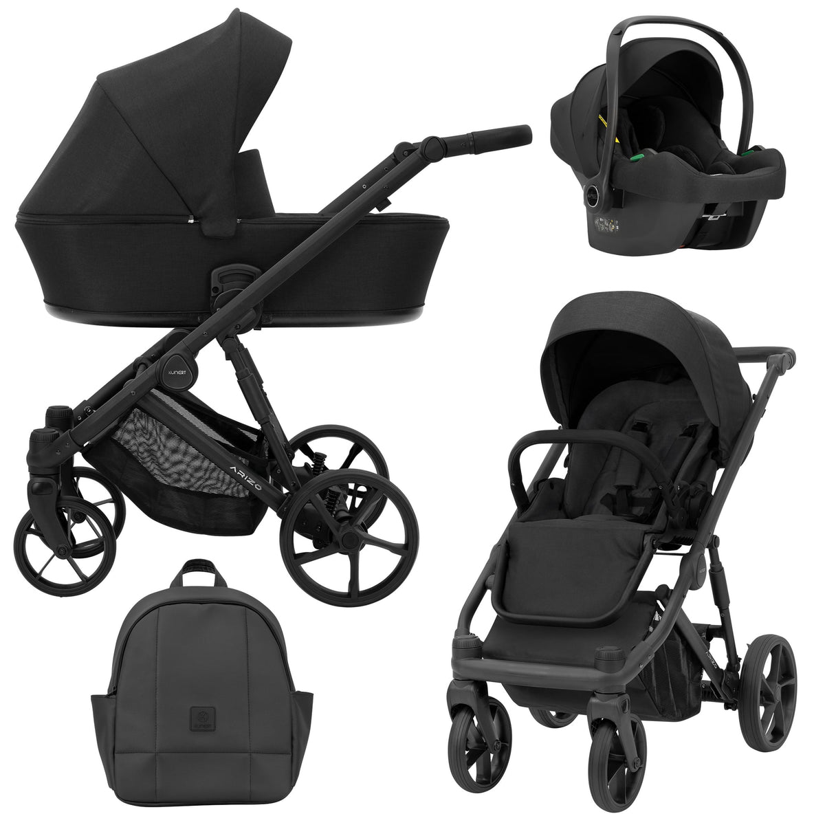 Kunert Arizo 3-in-1 Stroller – Black – image 1