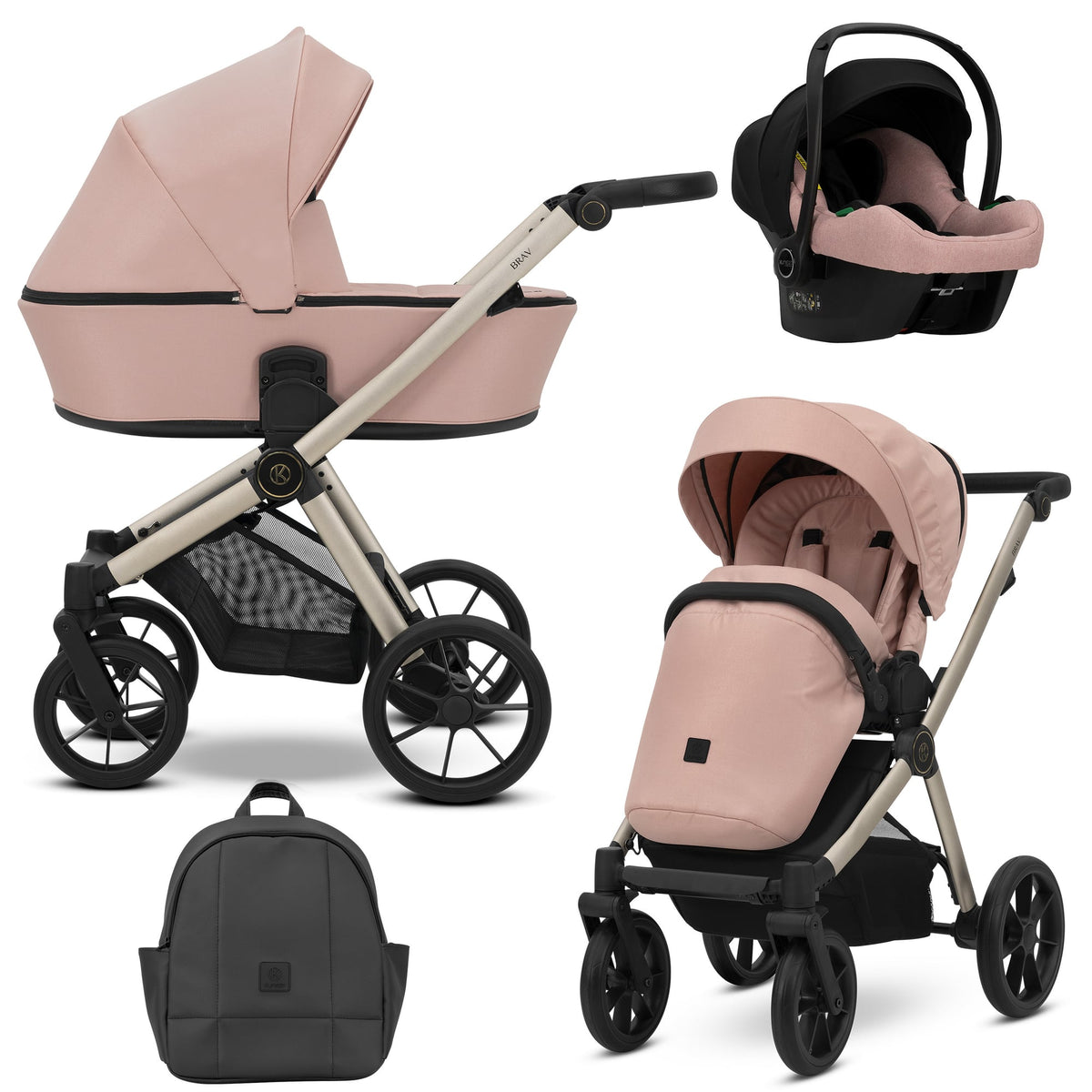 Kunert Brav 3-in-1 Stroller – Pink – image 1