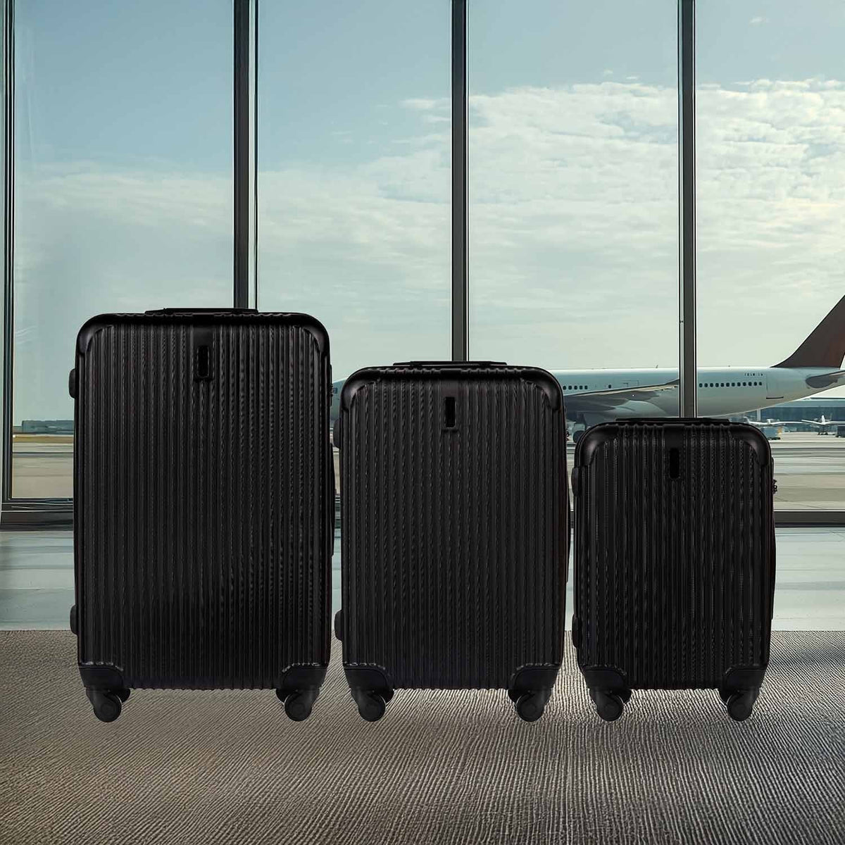 Wings Egret 3-Piece Hard Shell Suitcase Set – Black - photo 5
