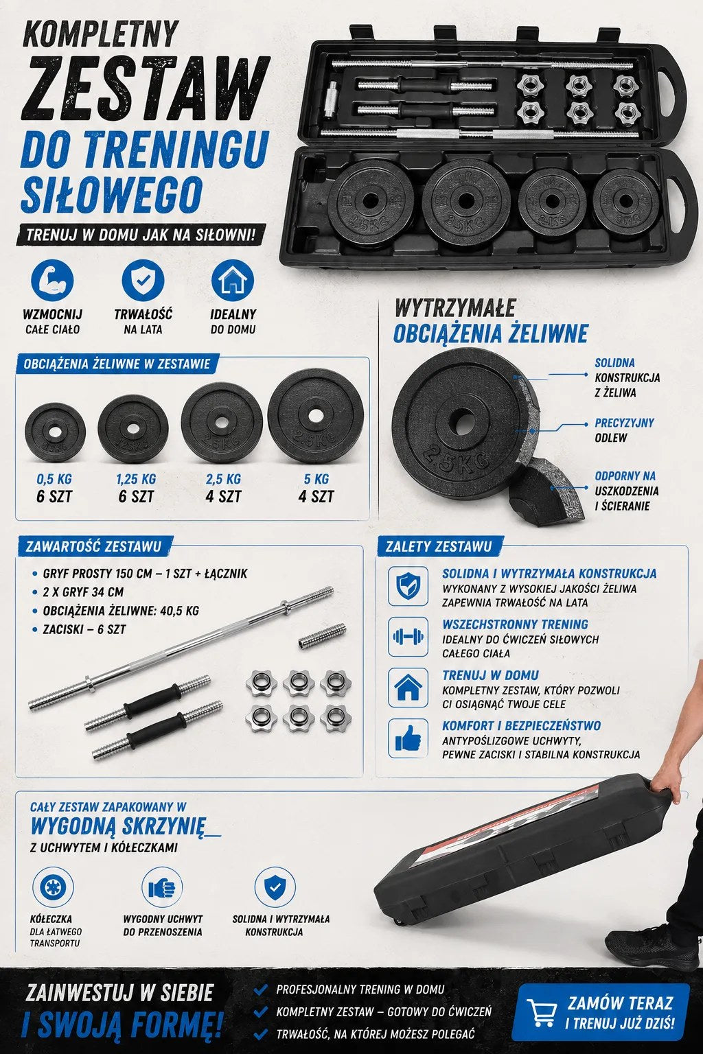 Kunert Dumbbell & barbell set ENDORFIN 50 kg with case - photo 5