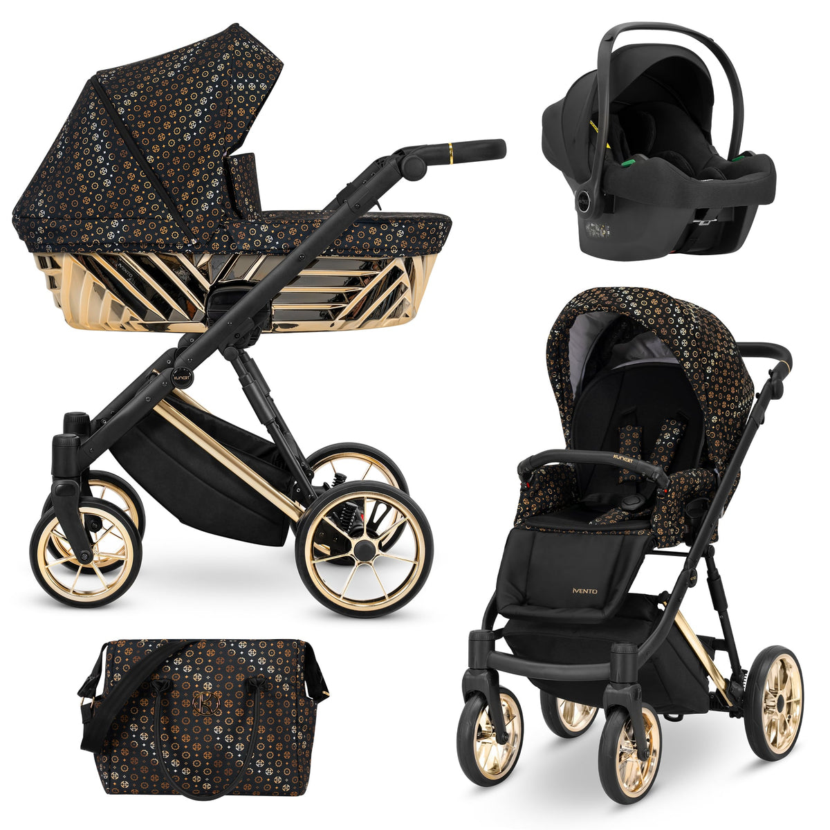 Kunert Ivento Glam Premium 3-in-1 Stroller – Black Style – image 1