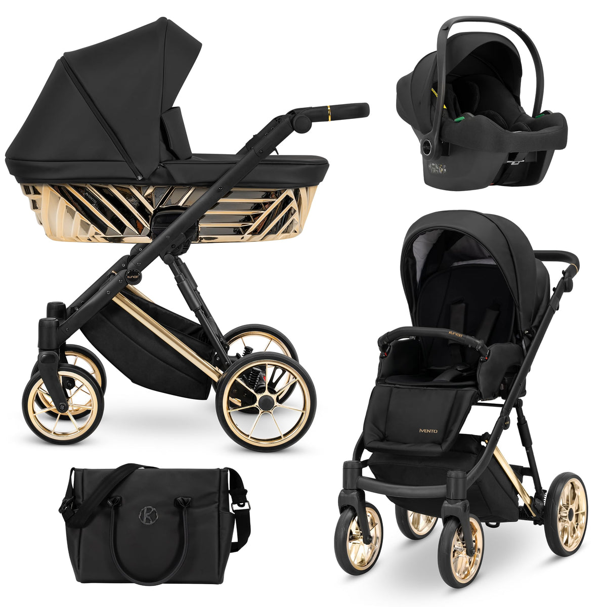 Kunert Ivento Glam Premium 3-in-1 Stroller – Black Pearl – image 1