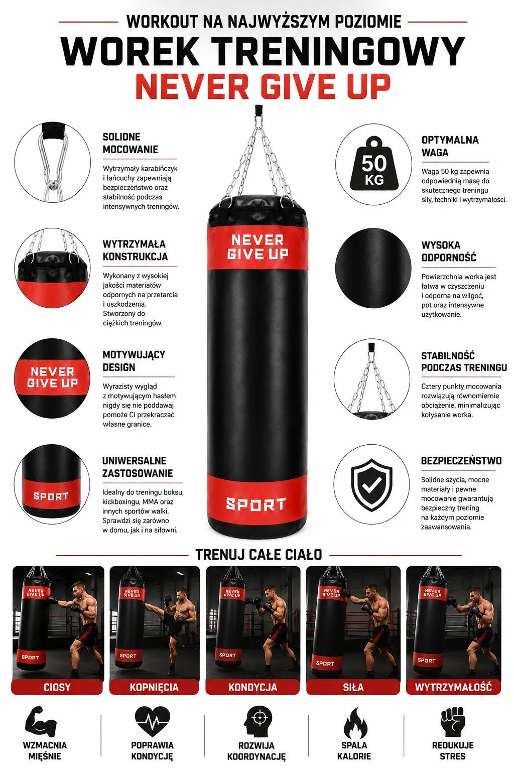 Kunert Hanging punching bag JOHN 120 cm, 50 kg - photo 6