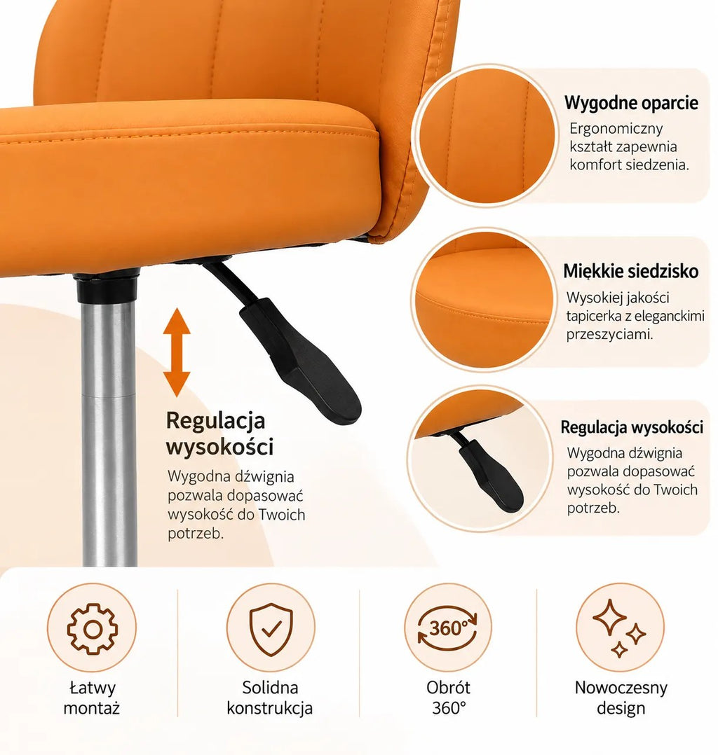 Kunert Beauty stool Aurea with backrest, height-adjustable – orange - photo 10