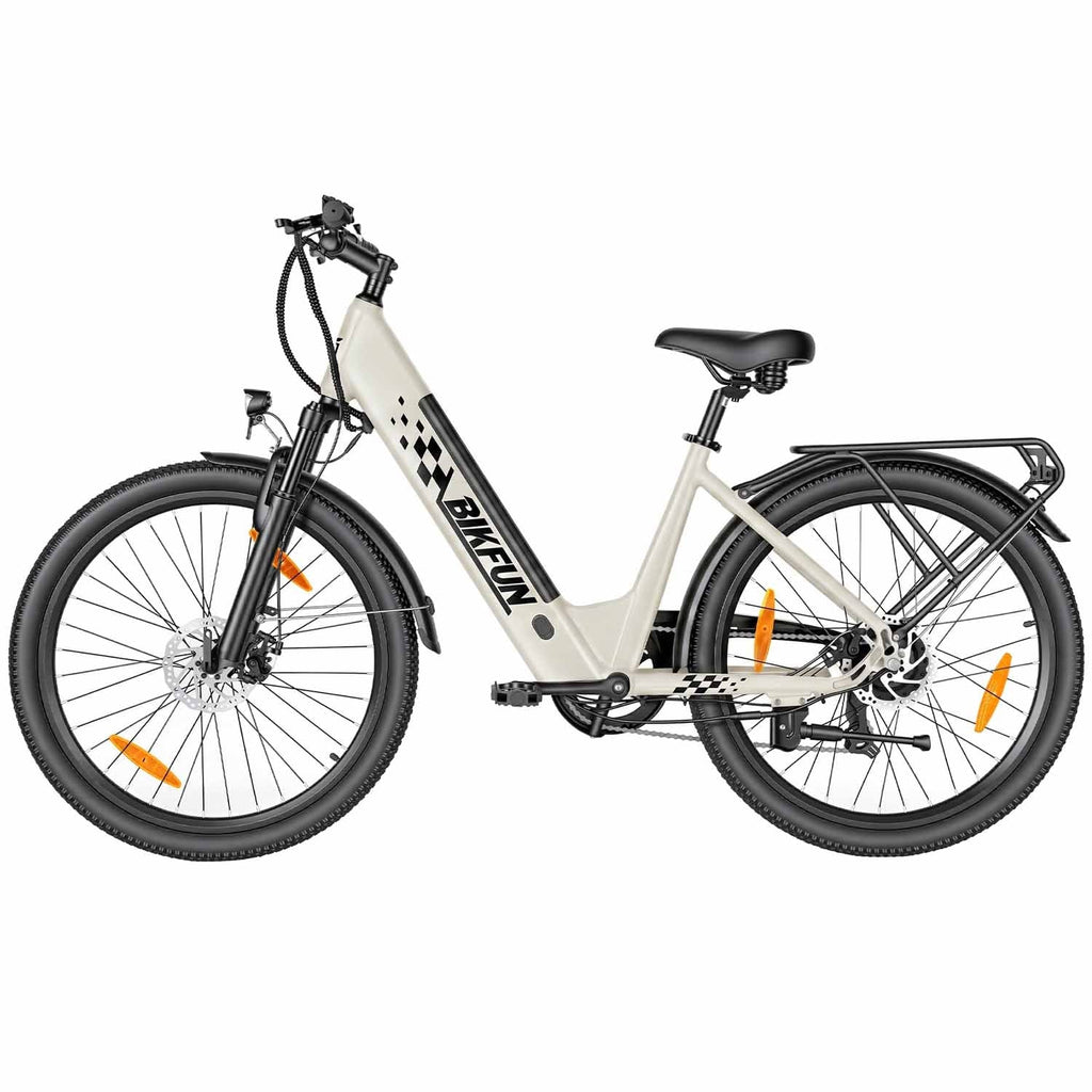 Bikfun AMAK00053 Women's Electric Bike 26" – Light Grey