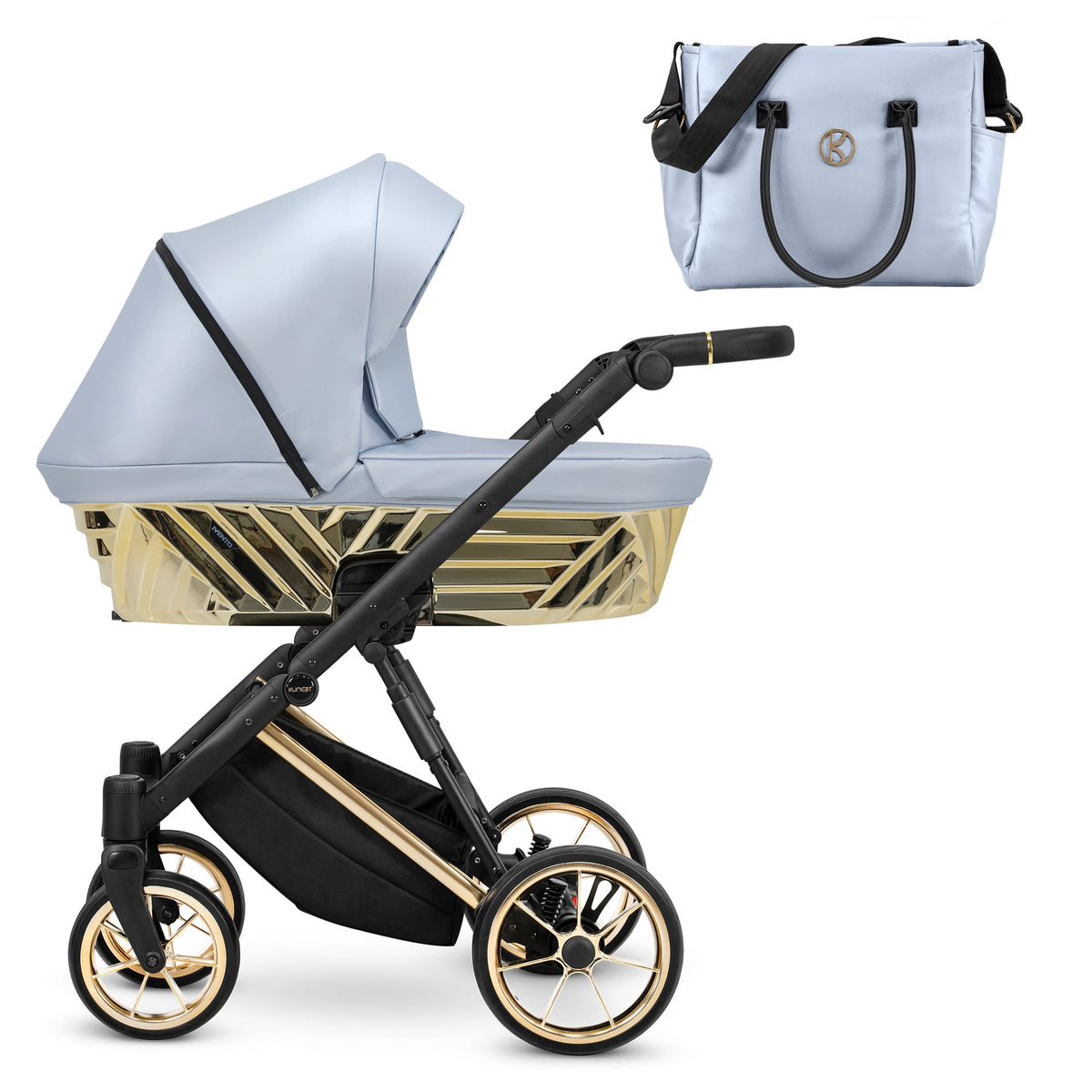 Kunert Ivento Glam Premium babakocsi mózesszel – Eco Babakék metál