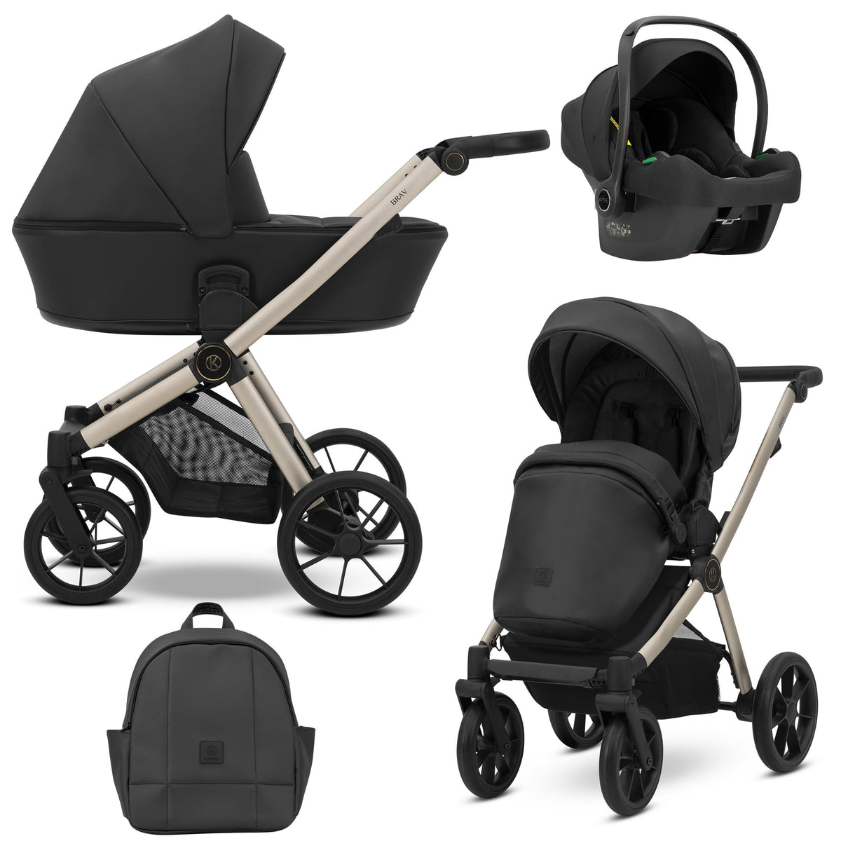 Kunert Brav 3-in-1 Stroller – Black Eco – image 1