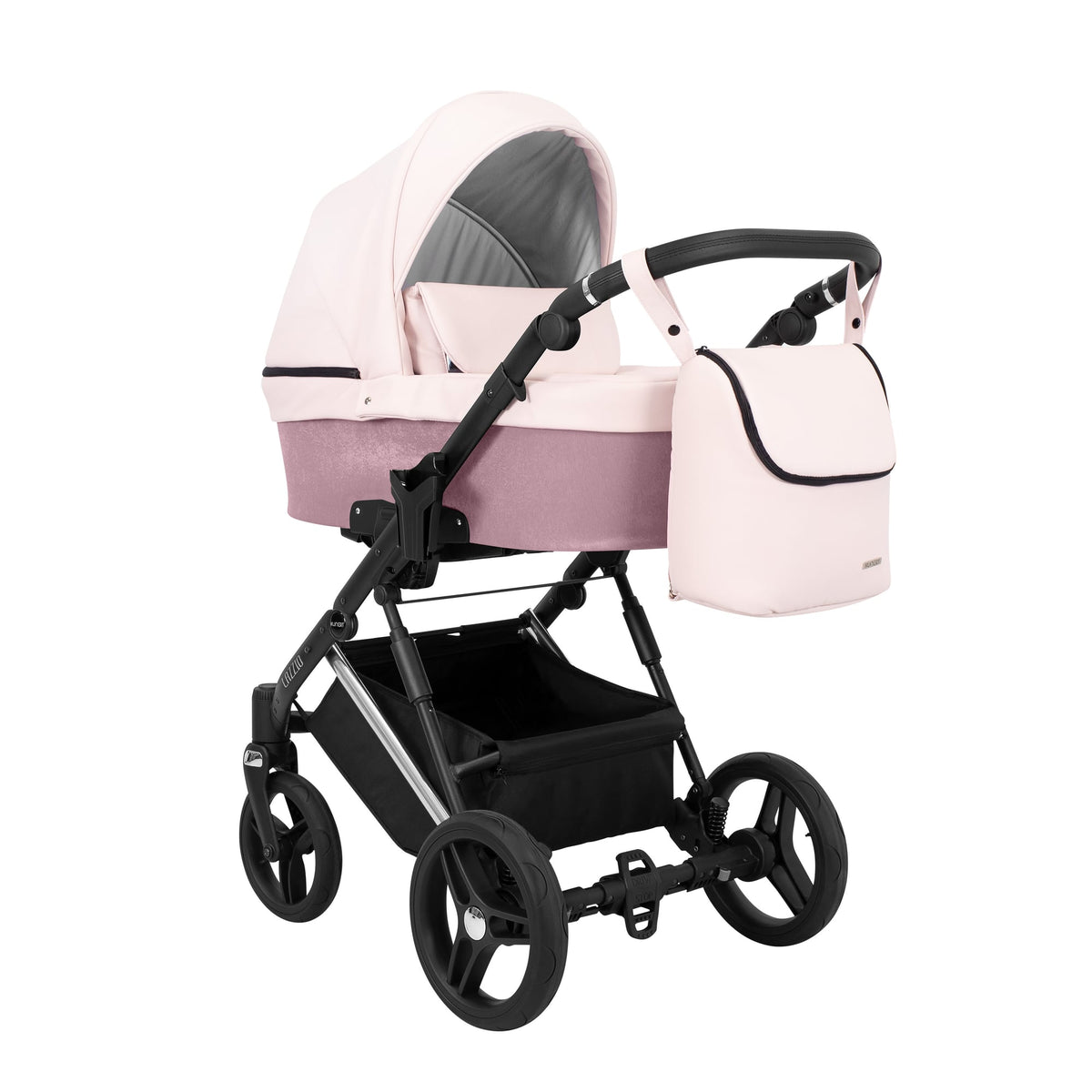 Wózek dziecięcy Kunert Lazzio Premium 3w1 - Srebrna rama - kolor: Róż Eco