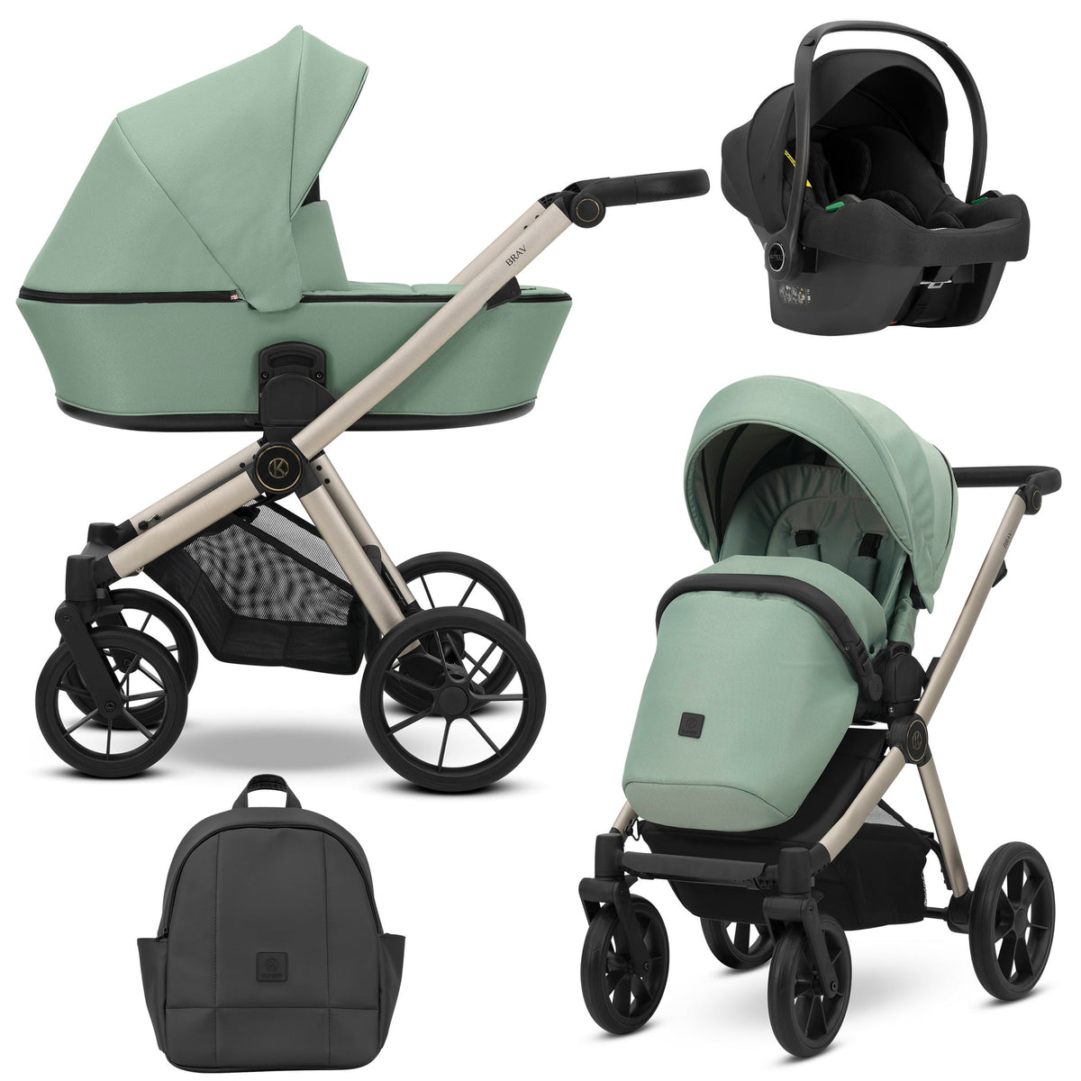 Kunert Brav 3-in-1 Stroller – Mint – image 1