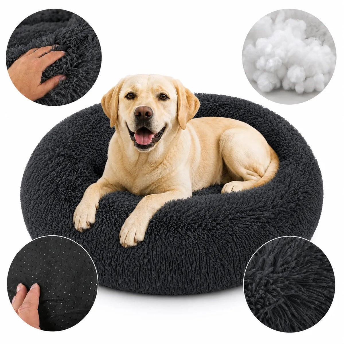 Kunert Round fluffy dog & cat bed MILO 80 cm – grey - photo 6
