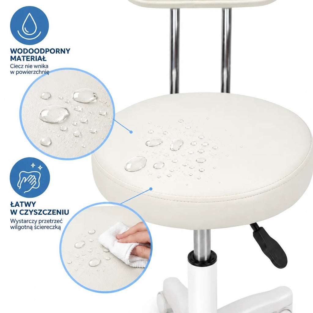 Kunert Beauty stool Bella with backrest, swivel – white - photo 4