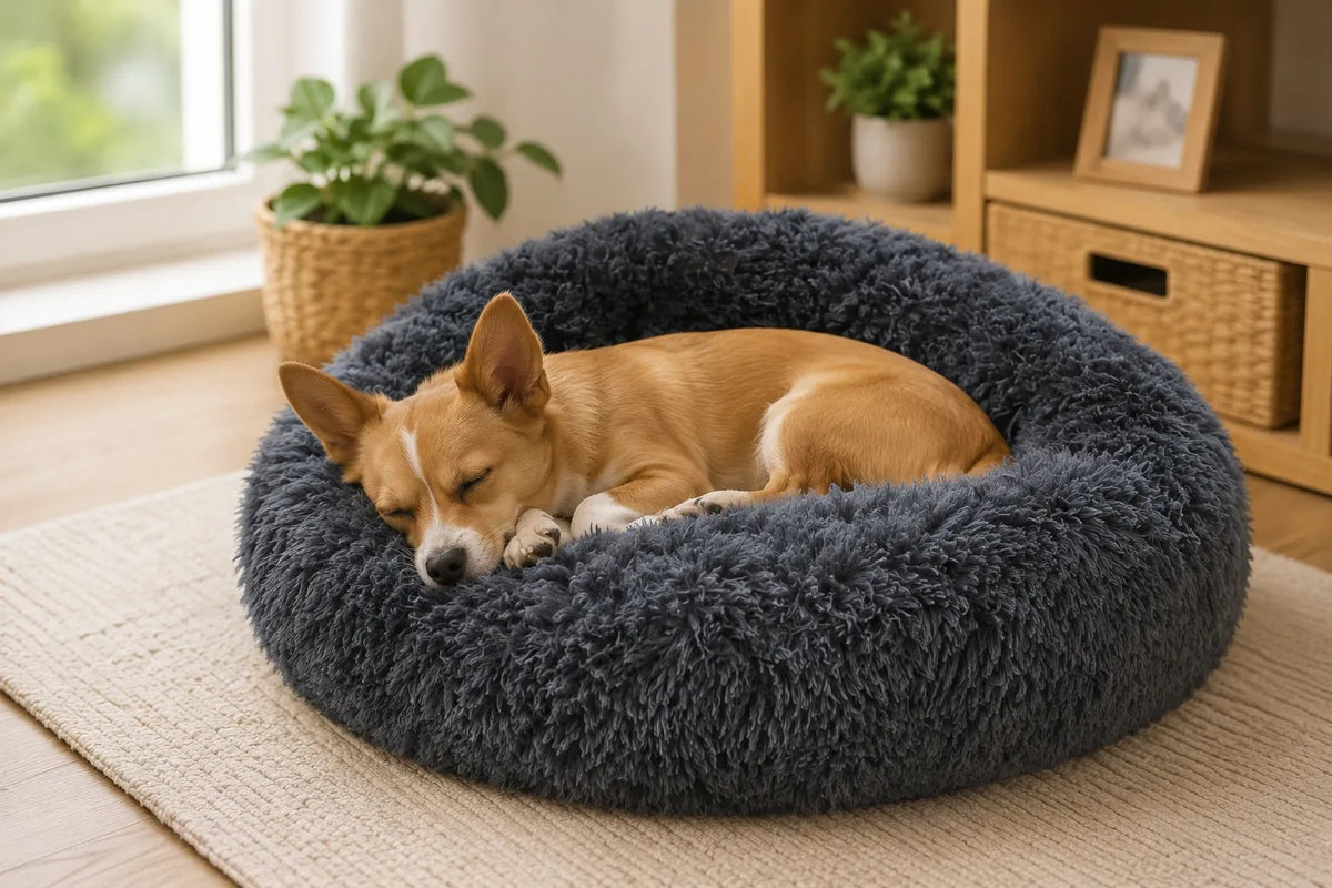 Kunert Round fluffy dog & cat bed MILO 80 cm – grey - photo 3