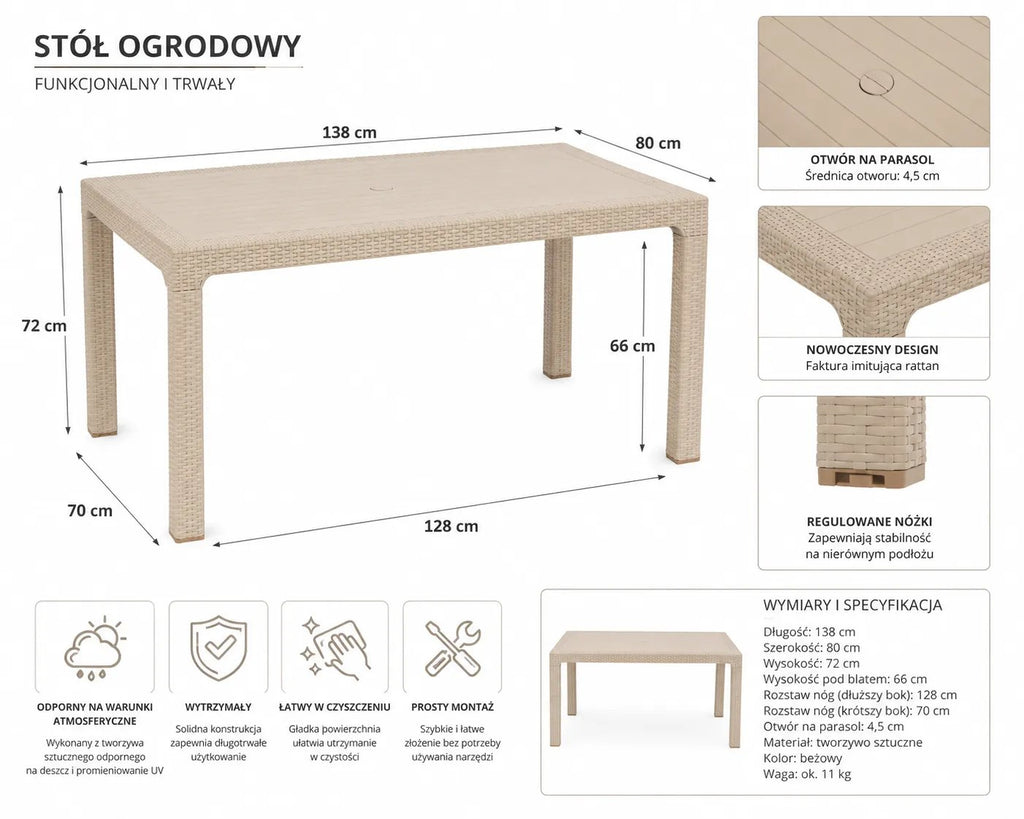 Kunert Garden table Adler 140x80 cm, rattan look – cappuccino - photo 5