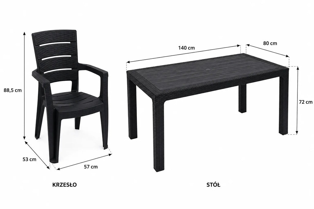 Kunert Garden furniture set Adler: table 140x80 cm + 6 chairs, rattan look – graphite - photo 5
