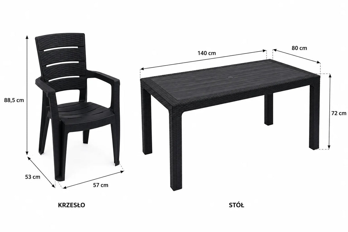 Kunert Garden furniture set Adler: table 140x80 cm + 6 chairs, rattan look – graphite - photo 5